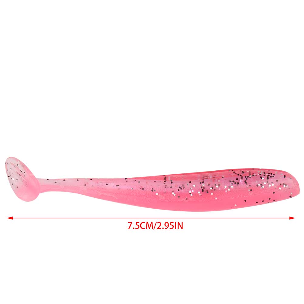 20 STÜCKE 7,5 cm Weichem Kunststoff Angelköder t schwanz Grub Wurm Köder Fisch Tackle Zubehör(Rosa)