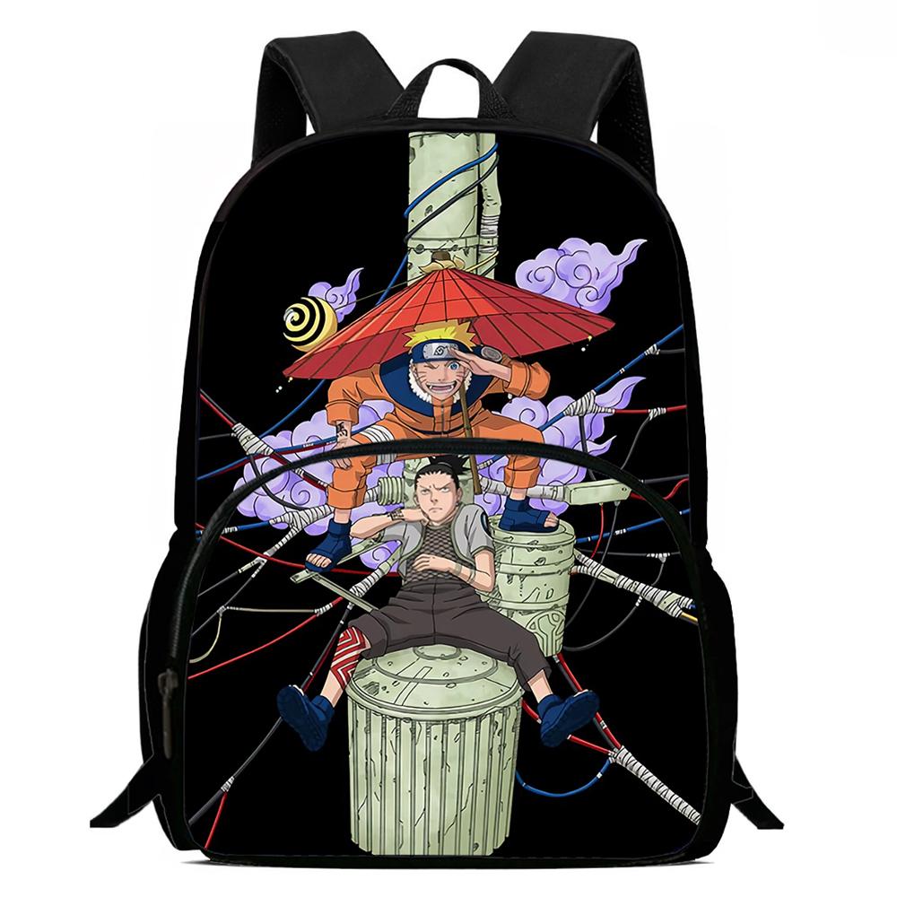 NARUTO Anime Children Rucksack Spacious Multi Compartment Wear Resistant School Daily Backpack for Boys Girls 6-10 Years Old