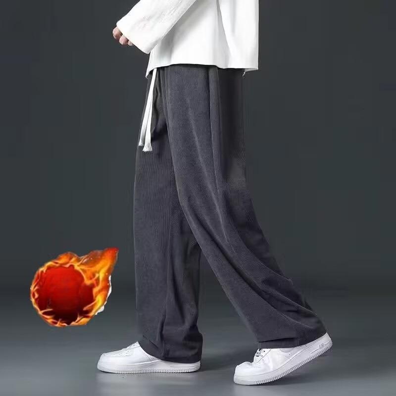 

Men s Autumn Winter Corduroy Wide Leg Pants Long Pants Draping Straight Leg Floor Length Pants Retro Wear Resistant Casual Pants L