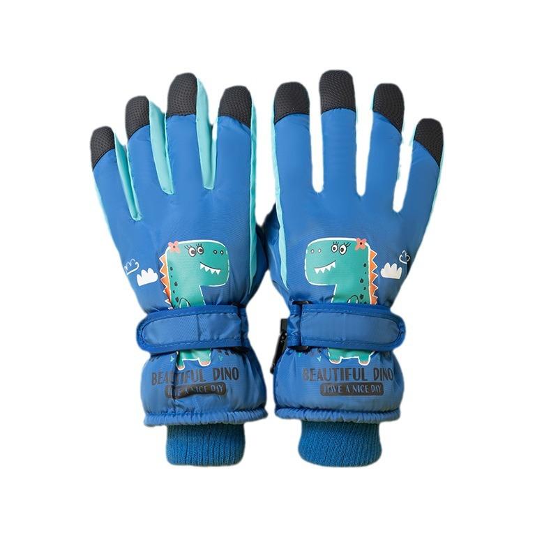 Mănuși de schi pentru copii, iarnă, plus catifea, ecran tactil, călărie, cu cinci degete, antiderapante, rezistente la vânt, pentru copii, elevi, drăguțe, calde