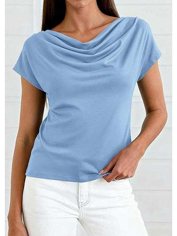 European and American Women's High Neck Summer Pullover T-shirt