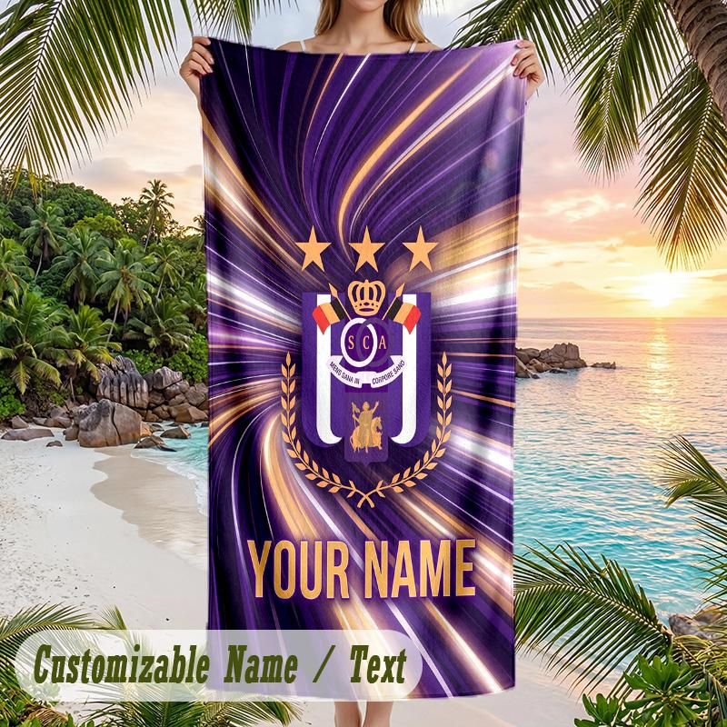 Beach Towel Anderlecht FC Print Custom Name Text Soft Towel for Swimming Pool