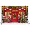 Mocsicka Christmas Door Photography Background Xmas Tree Pattern Decorations Adult Children Photo Backdrops Holiday Party Banner