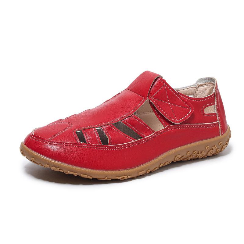 Large Size Summer Handmade Vintage Roman Sandals Soft Sole Mom Shoes Velcro Casual Sports Sandals Foreign Trade