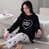 Pajamas Women'S Pure Cotton Long-Sleeved Loungewear Casual Can Go Out Can Wear Round Neck Pullover Set