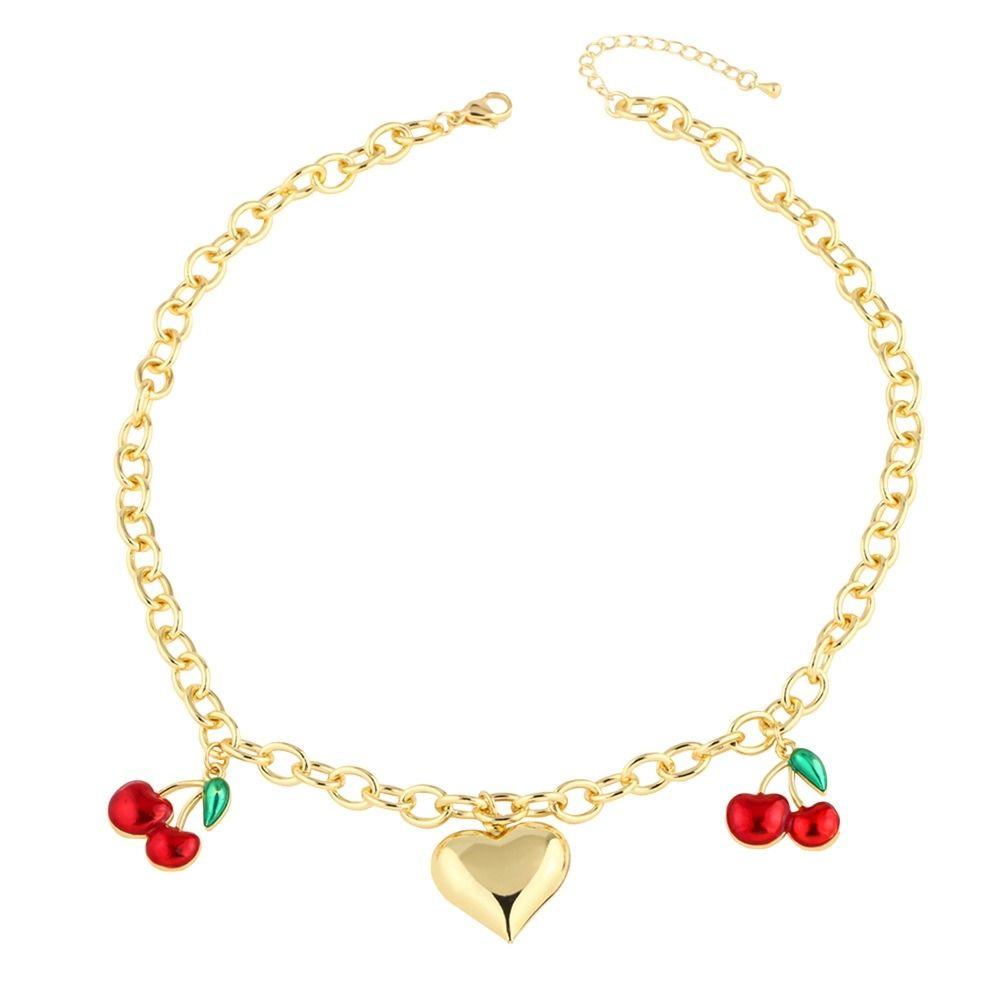 Retro European Style Strawberry Necklace Fruit Series Pitaya Chain Choker Cherry Bracelet Spring