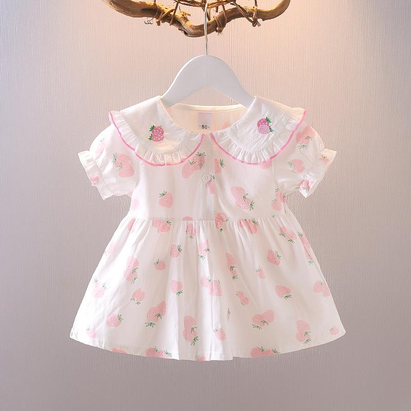 Cute Strawberry Print Dress For Toddler Girls Summer Princess Baby Girl Casual Sundress Party Outfit