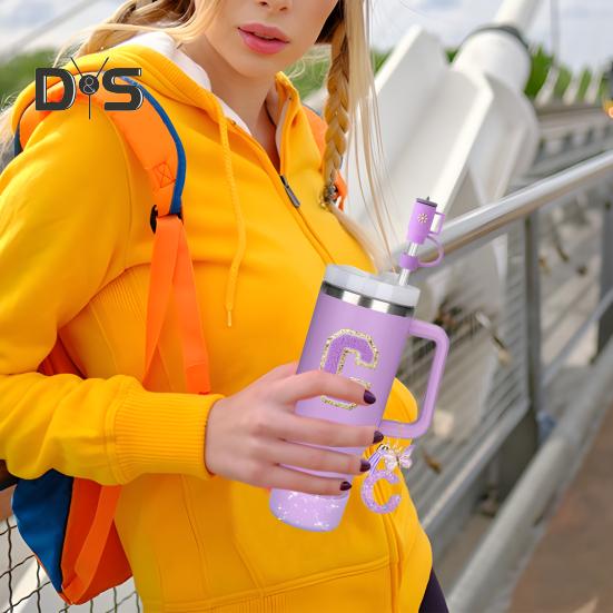 7Pcs Cup Accessories Set for 30/40oz Tumbler Silicone Straw Lid Spill-Proof Stoppers Handle Charm Initials Sticker Durable Personalized Mug