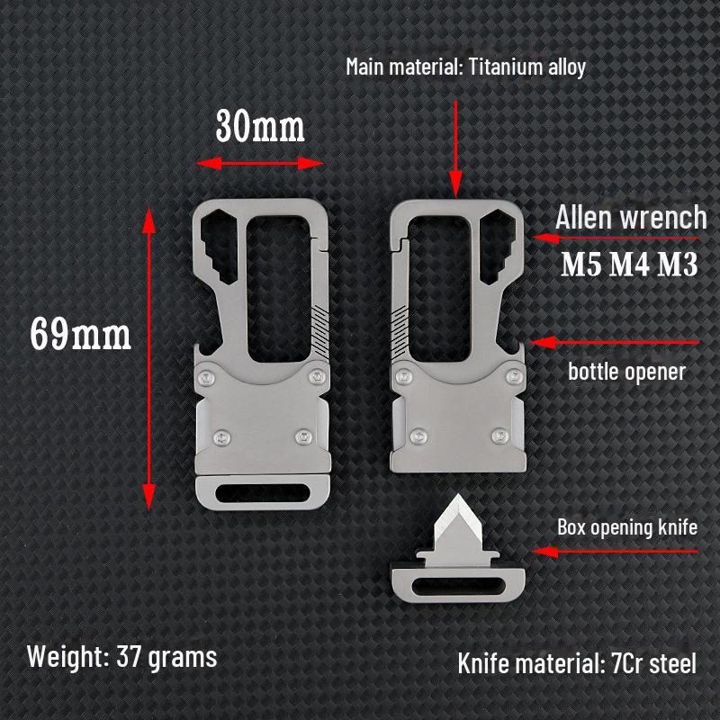Multifunctional Titanium Keychain: Men's Waist Clip with Portable Tool and Unboxing Knife