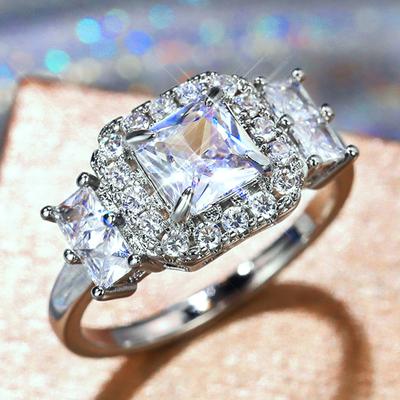 Bagues de fiançailles de mariage pour femmes, magnifique coupe princesse carrée CZ, accessoires élégants, bijoux polyvalents féminins, nouvelle collection