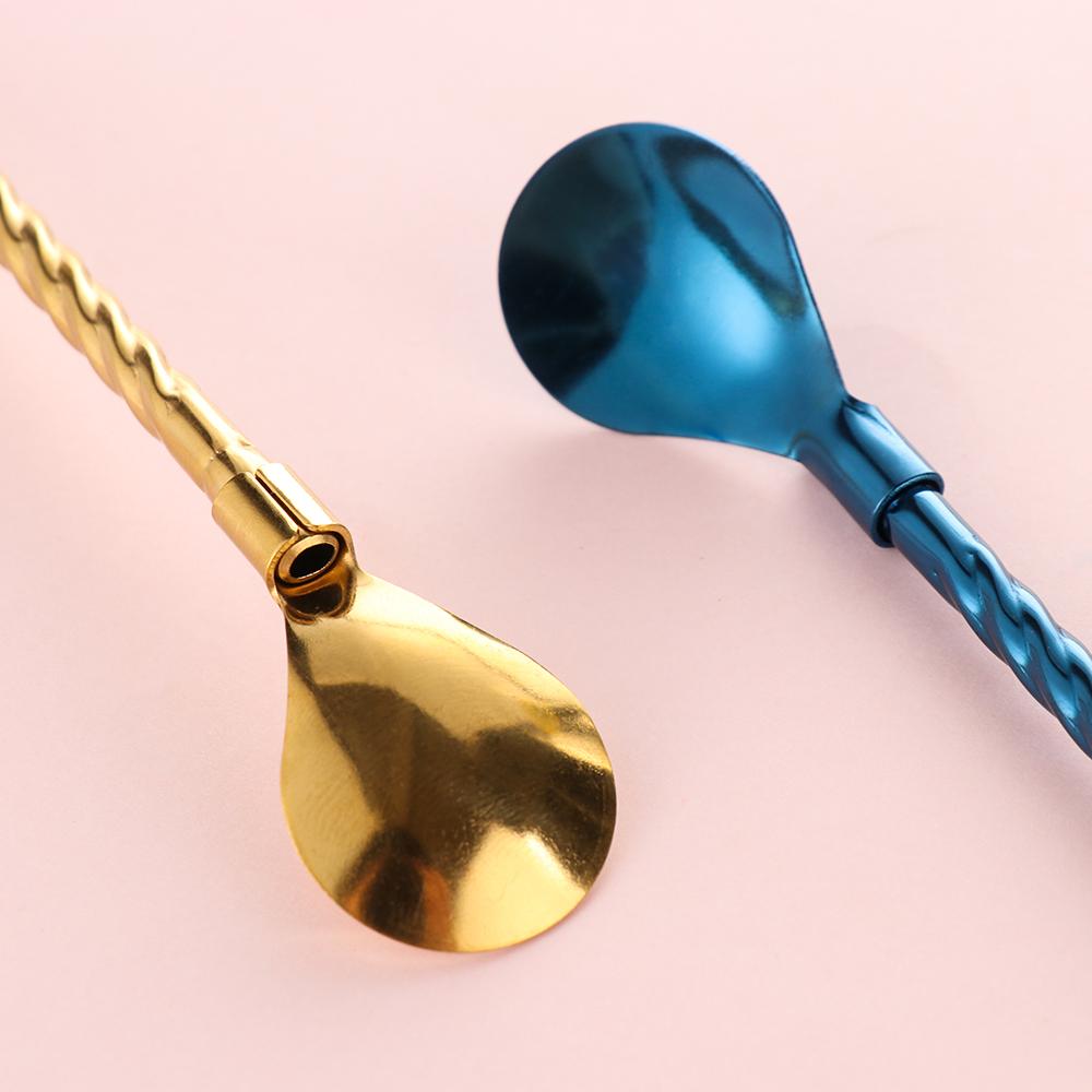 Home Bent Filter Bar Tea Metal Drinking Straw Straws Spoon Stainless Steel Coffee Spoons
