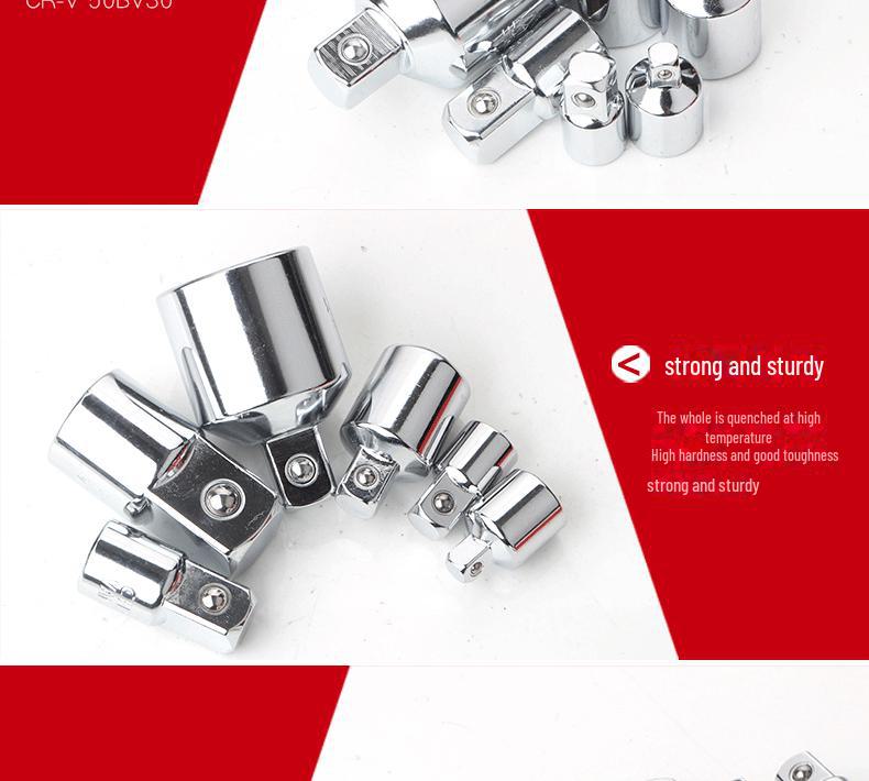 Set adaptor priză CR-V cu 6 piese: Convertoare de chei cu clichet de la 1/2" la 3/8" la 1/4"