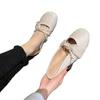 Baotou half slippers women's spring and summer 2025 new outer wear pearl fairy gentle and versatile flat-bottomed Muller cool slippers