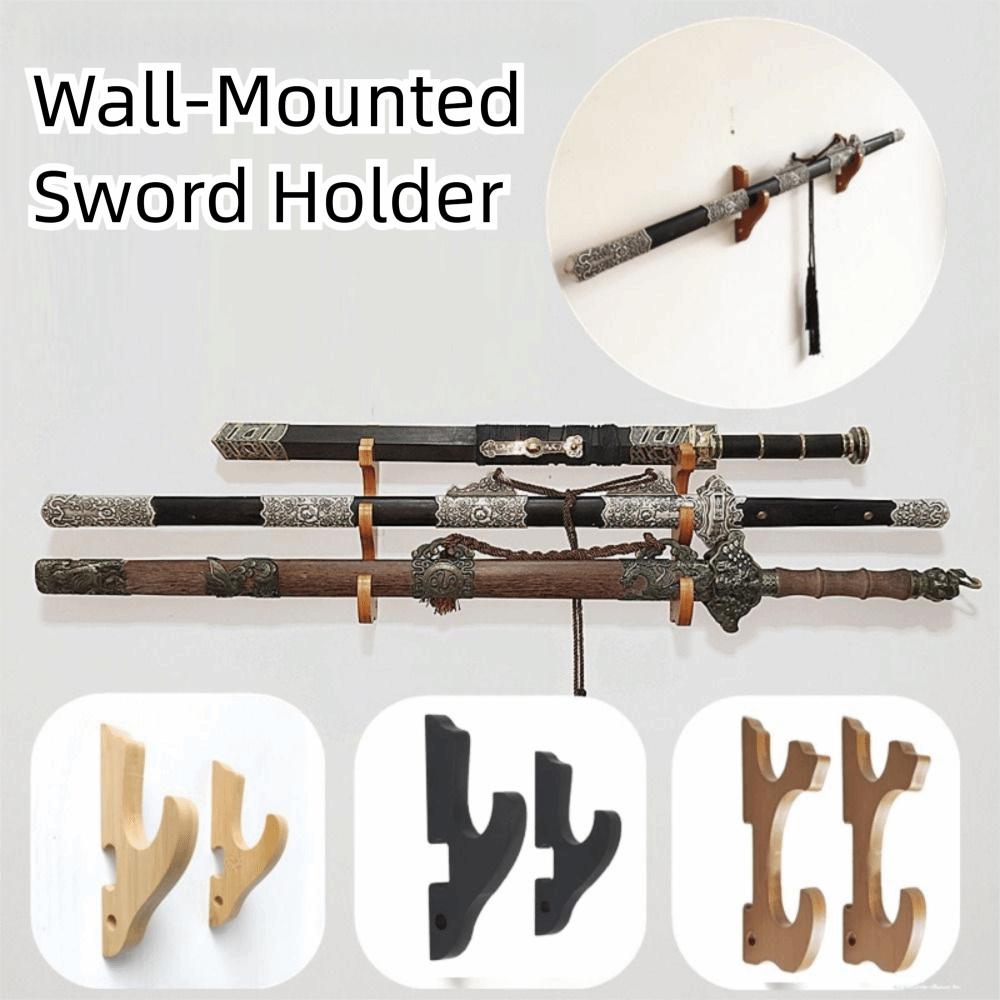 Durable 1/2 Tier Lightsaber Wall Mount Rack Wood Adjustable Rod Holder Decorative Easy To Install Samurai Flute Stand Cosplay