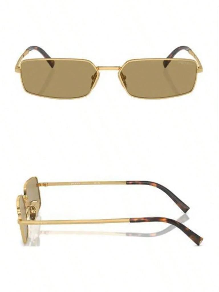 Prada PRA60S Gold Metal Sunglasses, Geometric UV400 Shades for Men & Women