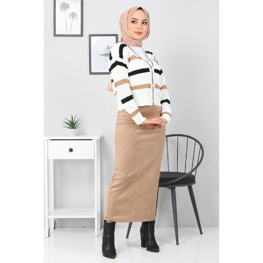 Suede Pencil Skirt Tsd0034 Brown