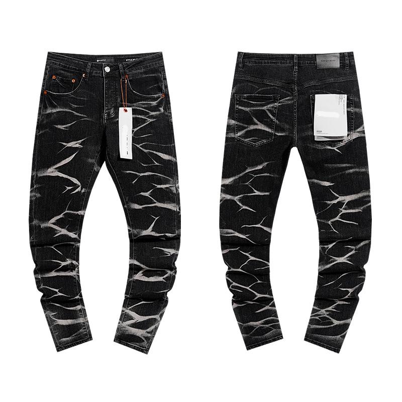 European and American Purple Slim Men's Trendy Light Luxury Elastic Jeans