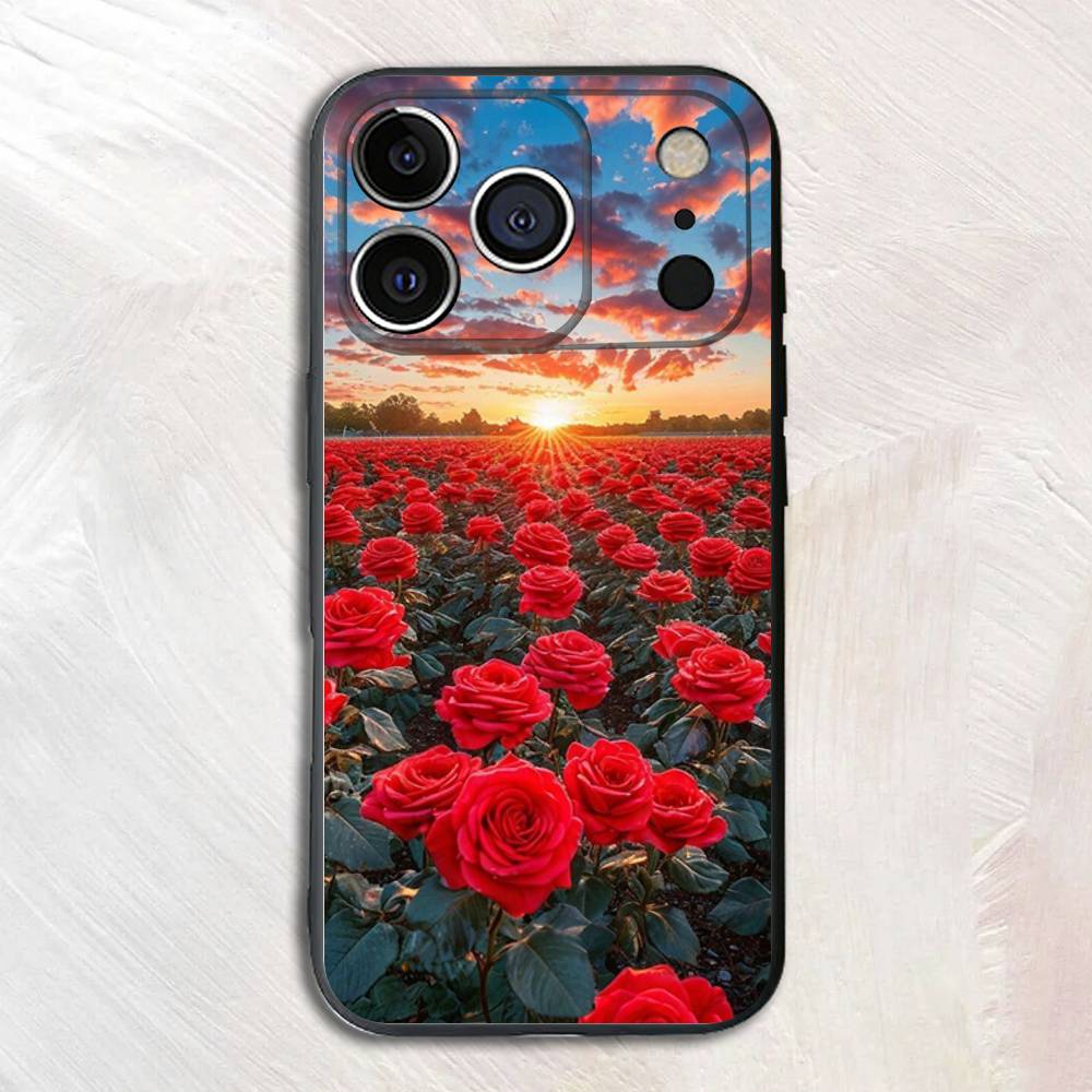 

Beautiful Rose Silicone Phone Case For iPhone 17,16,15,14,13,12 X XS Plus Pro Max Shockproof Soft Cover iPhone14