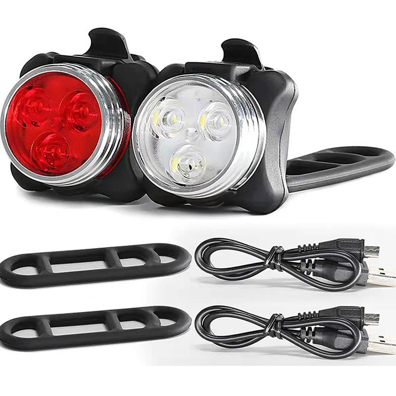 Usb Rechargeable Bike Light Set,Super Bright Front Headlight And Rear Led Bicycle Light,650Mah ,4 Light Mode Options