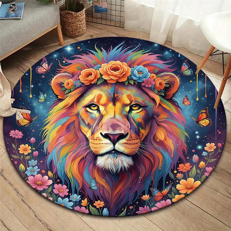 Liquidpaintanimals Round Area Rug,Carpet Rug for Living Room Bedroom Sofa Playroom Decor,Non Slip Floor Mat