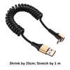 25cm Coiled USB C Cable 66W Fast Speed Charging Angled Connector Spring Retractable Cord for Mobile Devices