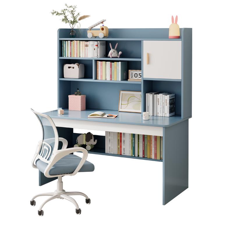 Integrated Desk and Bookshelf: Student Study Set with Writing Table and Storage Cabinet for Bedroom or Home Office.