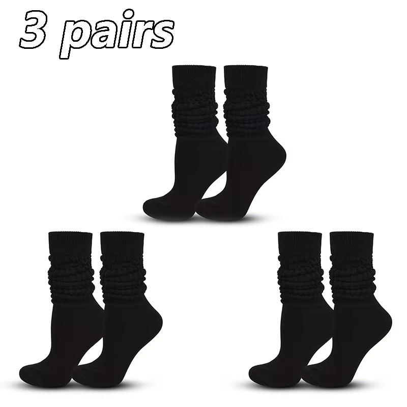 Women's Autumn Winter Mid-Calf Socks Fashionable Simple Solid Color Warm Comfortable Casual Stacked Knitted Socks