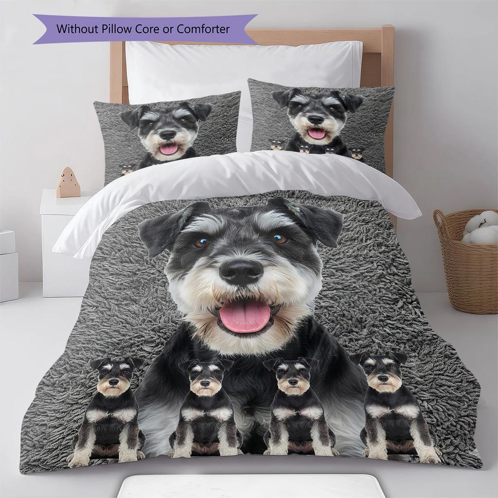 Yorkshire Terrier Sznaucer Wzór Pościel Kołdra Zestaw Poszewka na Kołdrę Poszewka na Poduszkę Dekoracja Domu Prezent (1 * poszwa na kołdrę + 2 * poszewki na poduszki, bez rdzenia)