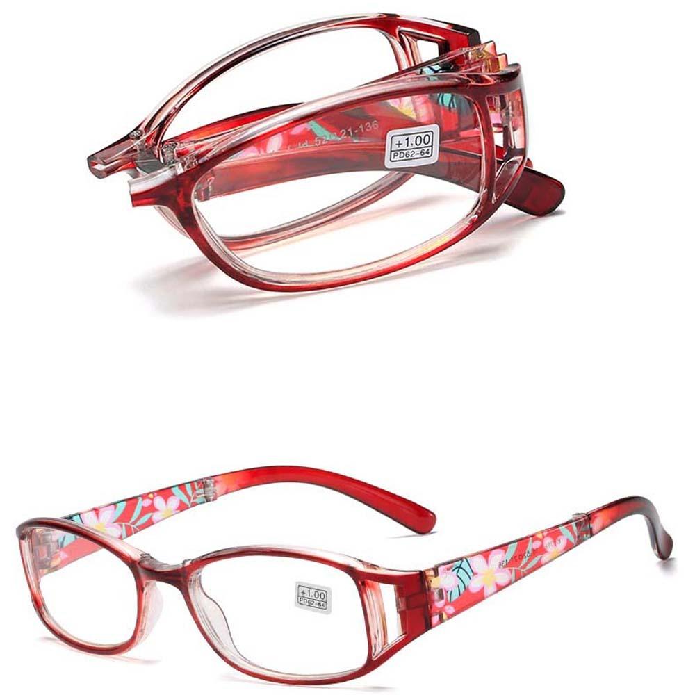Flower Printed Folding Presbyopic Glasses Zinc Zinc Alloy Anti Blu-ray Eyewear  Outdoor