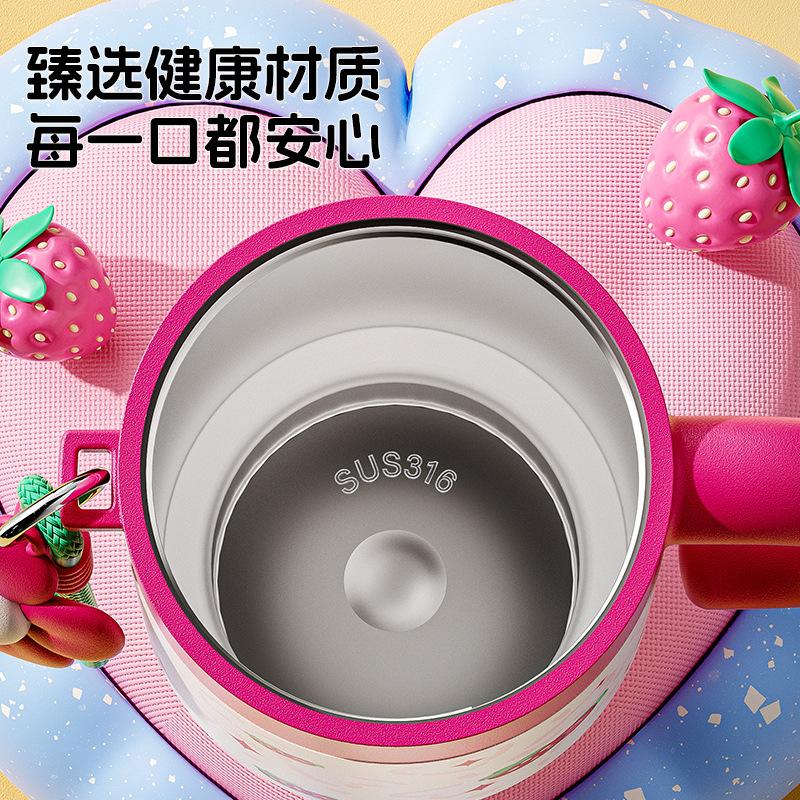 Water bottle cute stainless steel thermos cup double drink large capacity handle cup student ice cup water cup