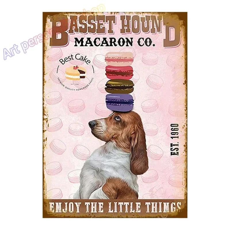 Mfoever Tin Sign Vintage Beagle Dog Coffee Tea Metal Tin Sign Set Retro Funny Pet Wall Art Decor for Home Kitchen Bar Rustic Iron Painting Plaque