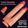 10.8'' Realistic Double-Ended Dildo, Thick Dual Density Silicone, Wearable Harness Compatible, Flexible Firm Design, Suction Cup, Hands-Free Adult Toy