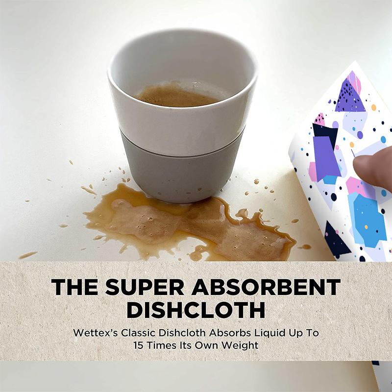 6PCS Swedish Dishcloths Biodegradable Eco-Friendly Dish Rags Reusable Absorbent Kitchen Washable Cleaning Cloths Geometry Pattern Dish Towels