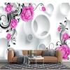 Simple Fashion Rose Flower Mural Circle Purple Floral Wallpaper Living Room Bedroom Home Decor