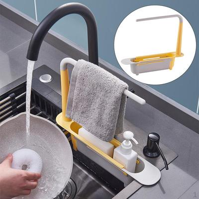 Modern Telescopic Sink Rack Basket Storage Holder Adjustable Dishcloths Organizer Towel Hanger Soap