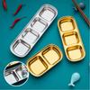 304 Stainless Steel Dip Bowls Seasoning Bowls BBQ Dipping Sauce Plates Thickened Gold Grid Plates Hot Pot Dishes Spice Flavor