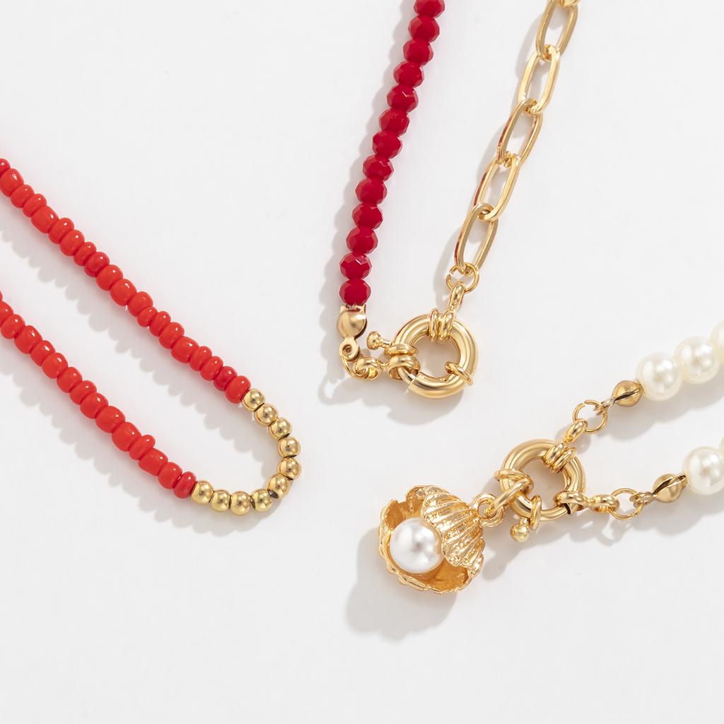 Seed Beads Short Choker Necklace for Women 2026 Fashion Layered Beaded Chain with Imitation Pearl Pendant Necklaces Neck Jewelry