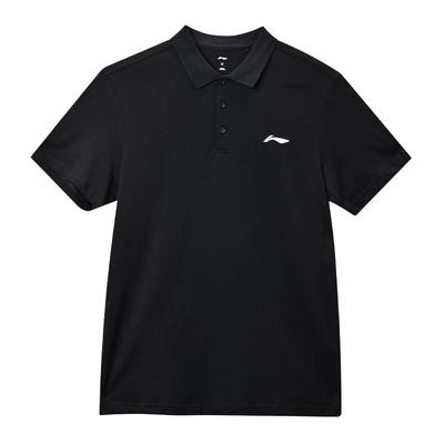 Li Ning Sports Lifestyle Serie Baumwolle Atmungsaktiv Gerader Schnitt Kurzarm Poloshirt Herren Poloshirts Schwarz YPLU073-2