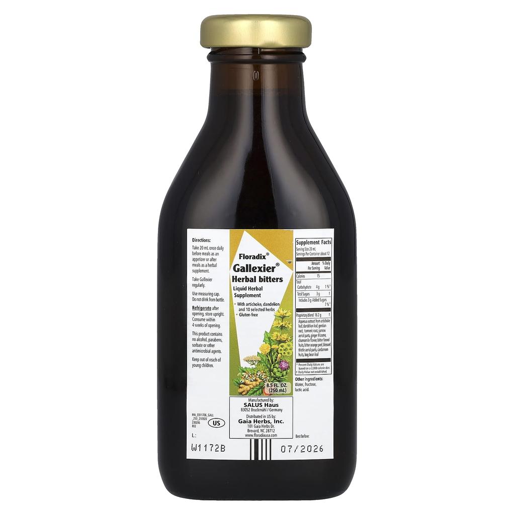 Floradix Floradix, gallexier Kräuterbitter, flüssiges Kräuterergänzungsmittel, 8,5 fl oz (250 ml)