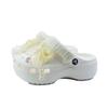 Crocs Classic Platform Clog EVA Pearl Bow Campus Style Hole Shoes Unisex White