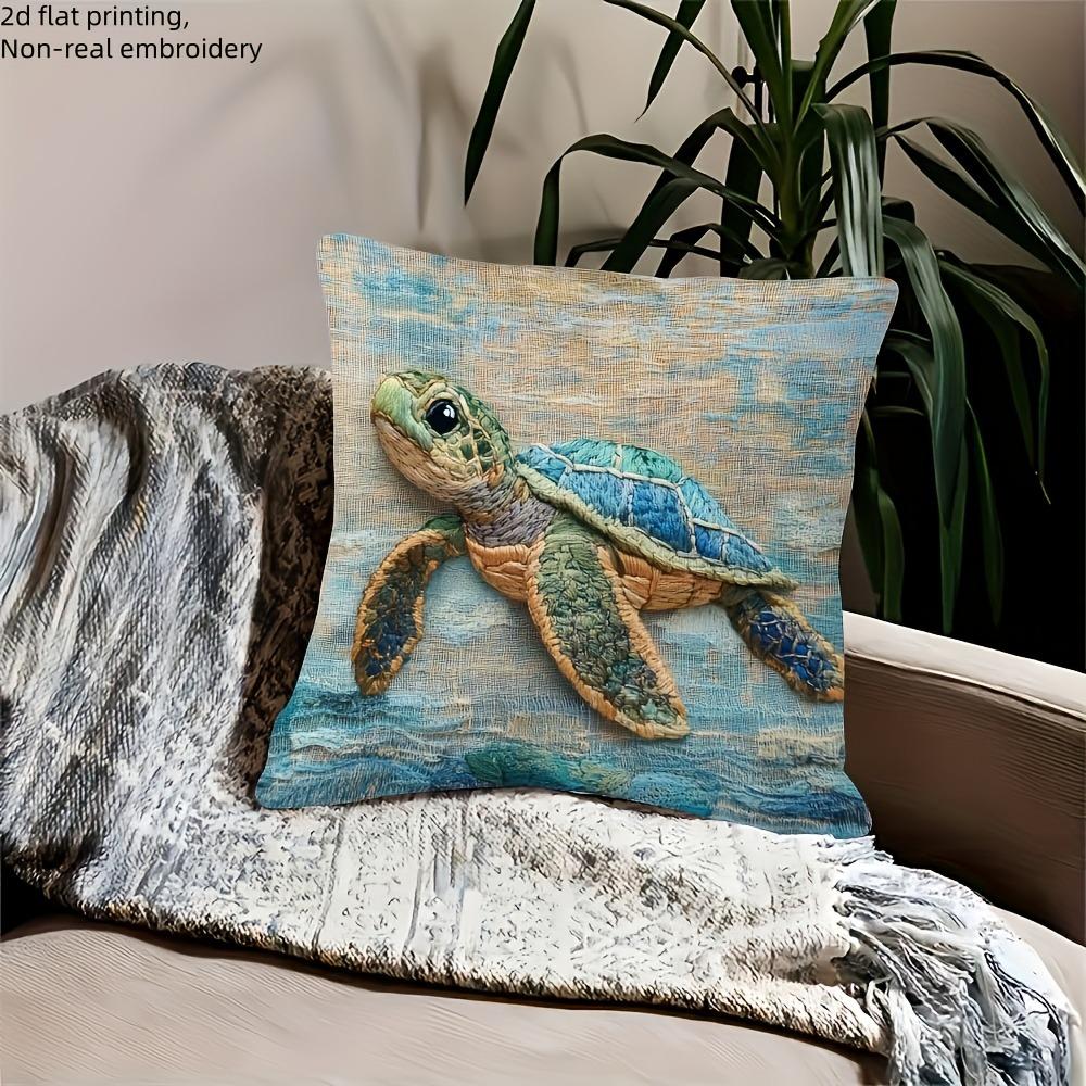 Sea Turtle Pillow Cover: 2D Flat Printing For A Unique Look Sofa Cushion Cover, Home Decoration, 2D Printing