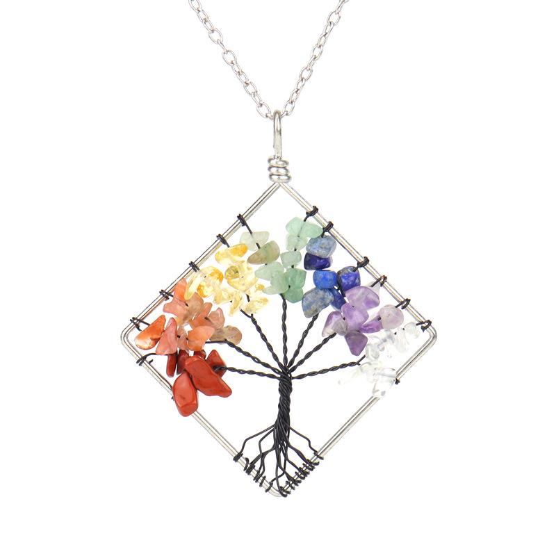 Tree Of Life Square Necklace Natural Irregular Gravel Fashion Accessories Necklace Accessories N51