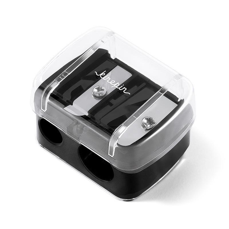 Dual-Hole Makeup Pencil Sharpener with Sharp Stainless Steel Blades for Large & Small Pencils