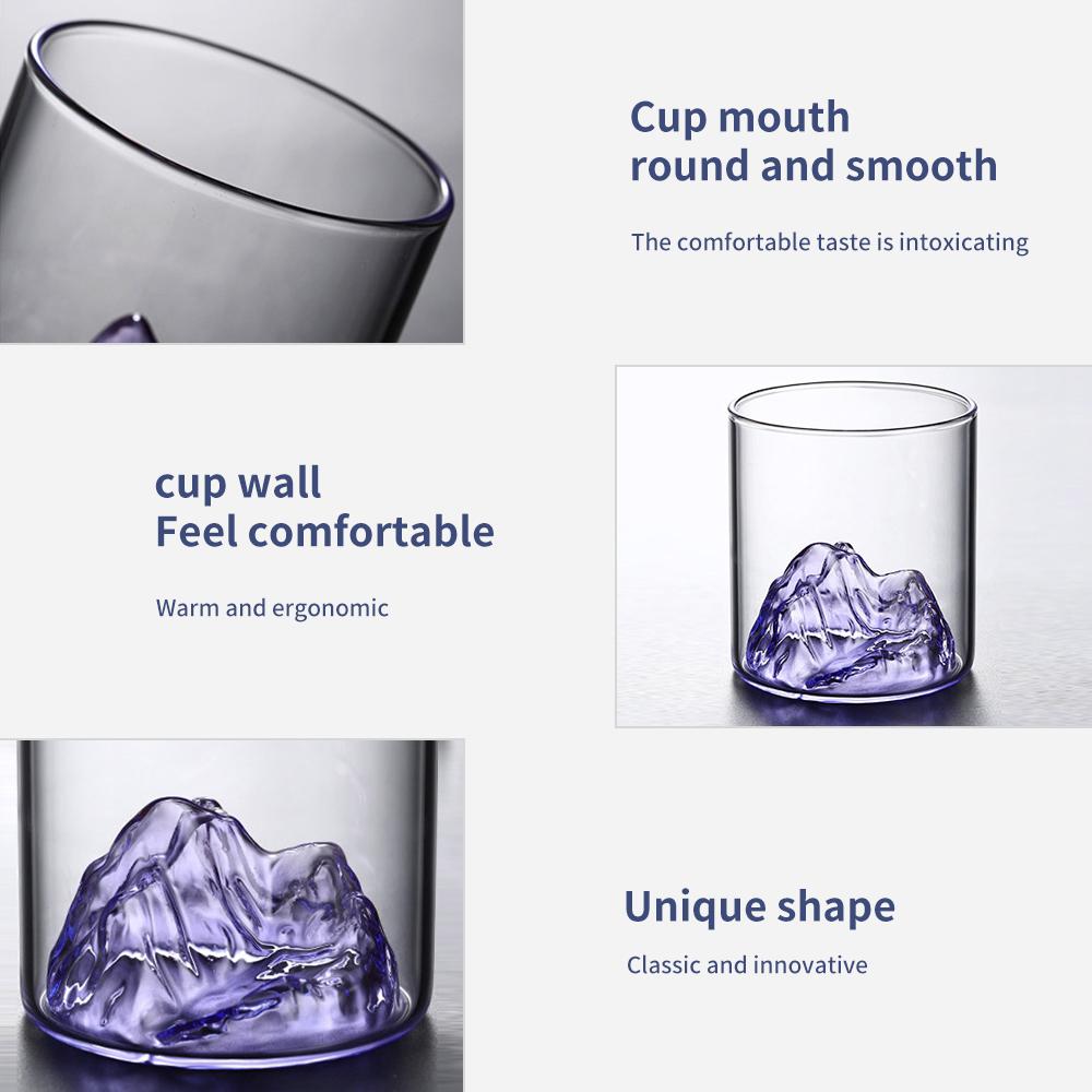 Whiskygläser im japanischen Stil 3D Berg Weinglas Bier Saft Wodka Becher Flasche Trinkgeschirr Fuji Kunstwerk Gletscher Vintage Geschenk