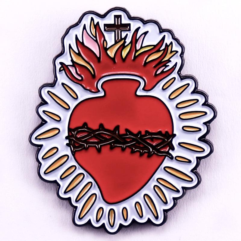 

Sacred Heart Brooch for Clothing, Hats, and Backpacks
