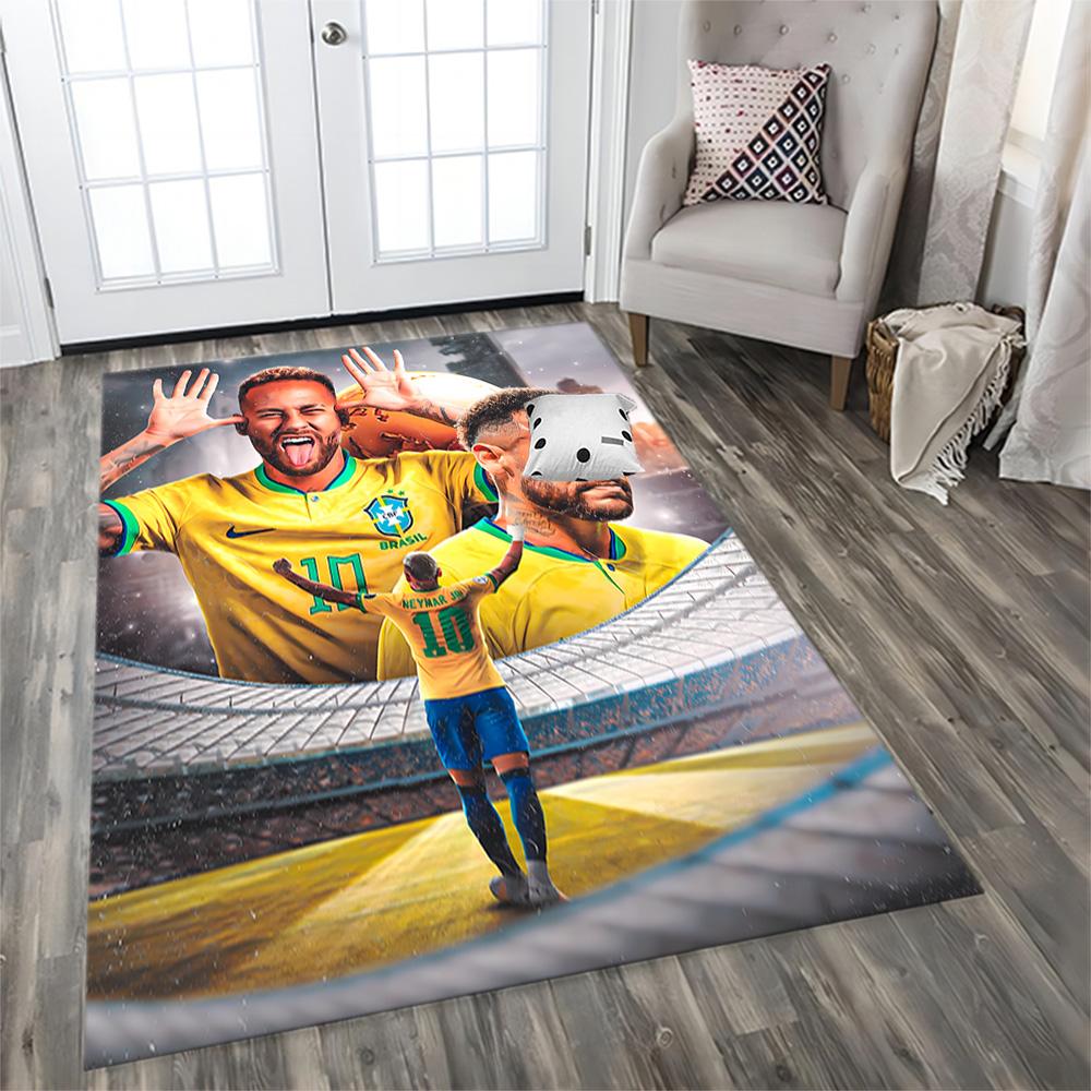 Brazilian Football Stars rug for living rooms, bedrooms, home décor, and as gifts.