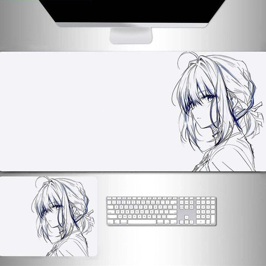 Line Art Anime Oversized Mouse Pad Twodimensional Office Desktop Nonslip Mat Esports Gaming Computer Keyboard Mat