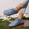 Hollow lace-up hole shoes large size new flat-bottom sewn thick-soled single shoes wish source