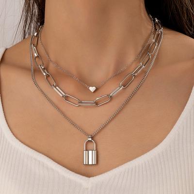 Accessories, Creative Popular New Products Versatile Punk Metal Heart Love Lock Necklace Clavicle Chain