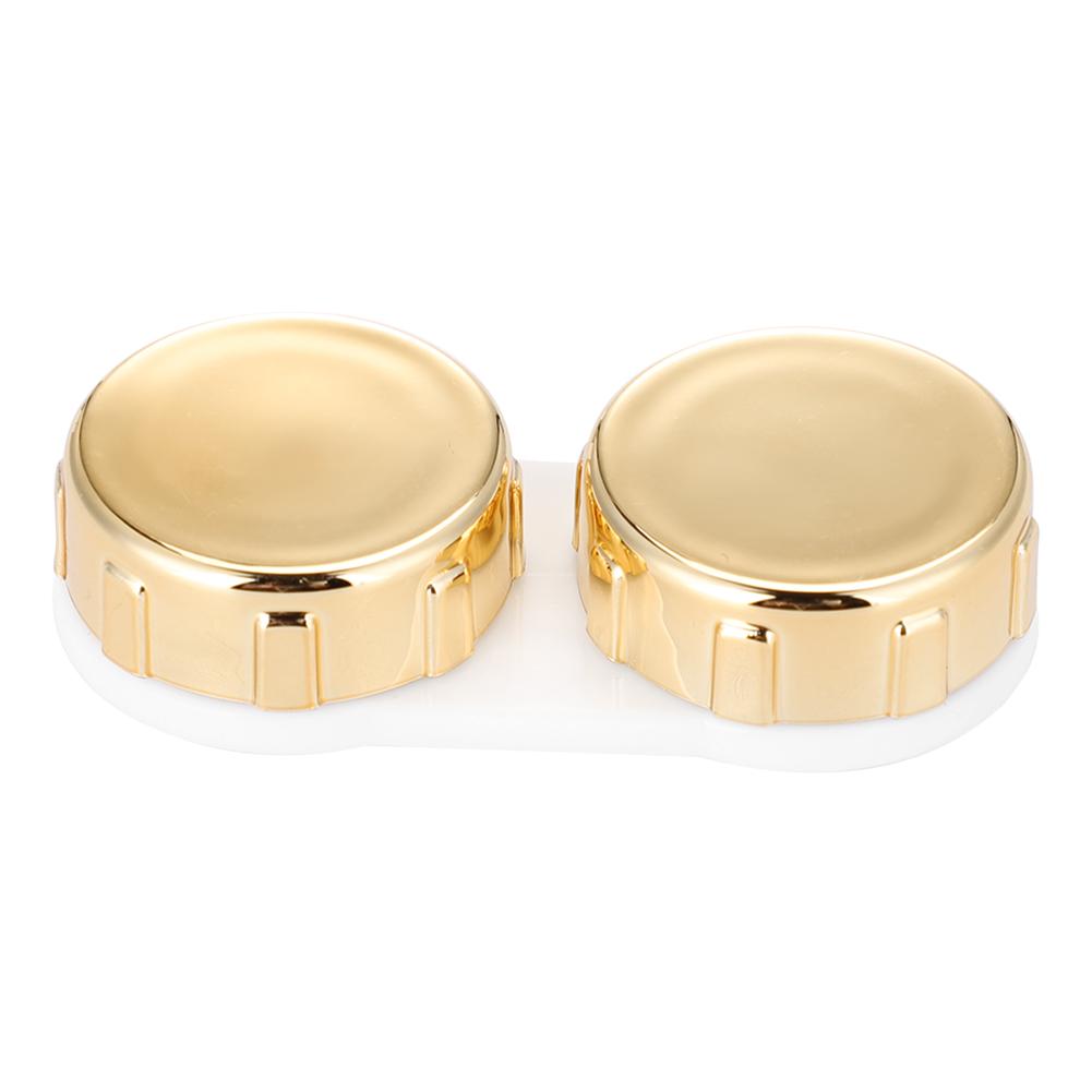 Mini Contact Lens Holder Eye Care Lenses Container Case Portable Mirror Box Gold
